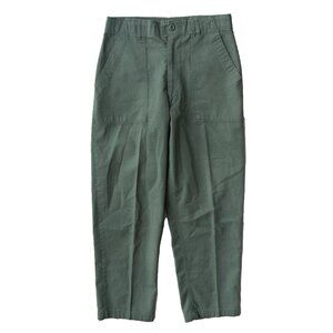 Vintage 70s ARMY Pants Olive Green OD High Waist Taper Leg Crop Leg Trousers